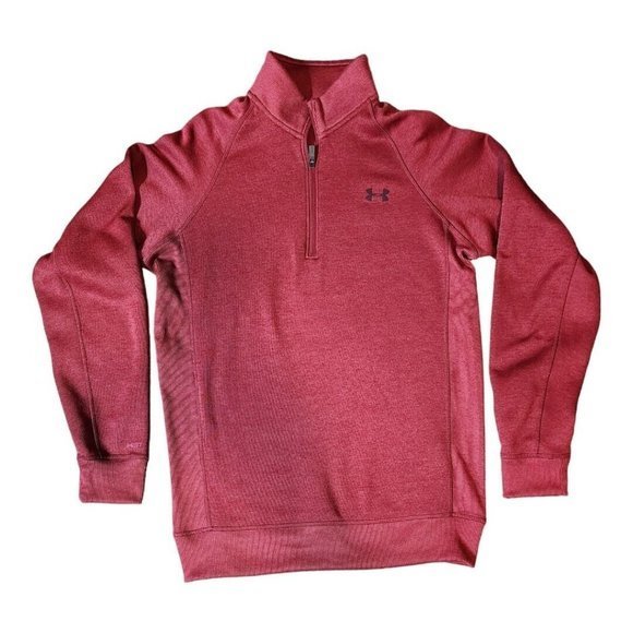 Under Armour ColdGear Storm Pullover Mens Small Loose Burgundy 1/2 Zip - Picture 2 of 14